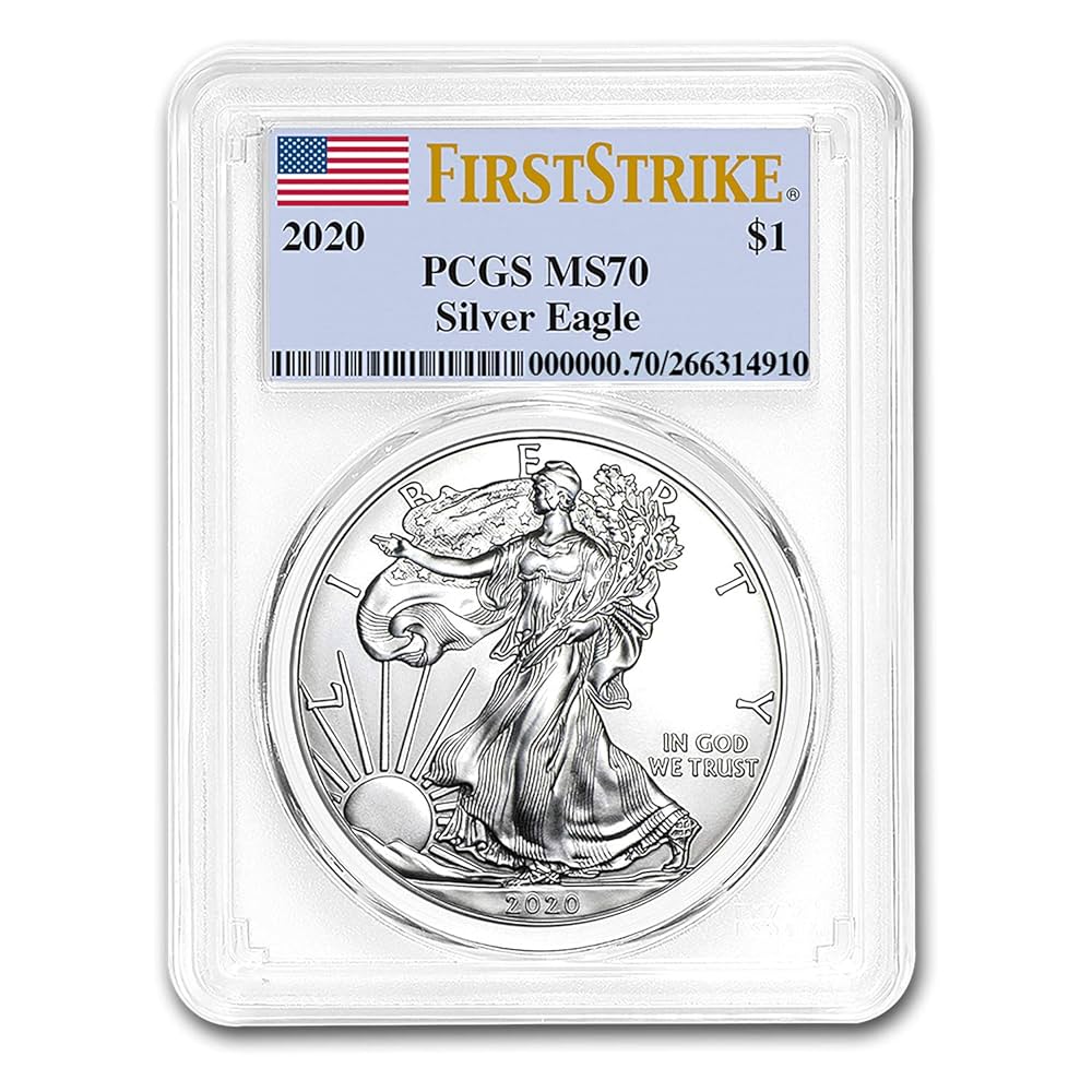 お得！アメリカン シルバー イーグル銀貨2020シルバーPCGS MS70 USA 2020 $1 American Silver Eagle Coin MS70 PCGS .999
